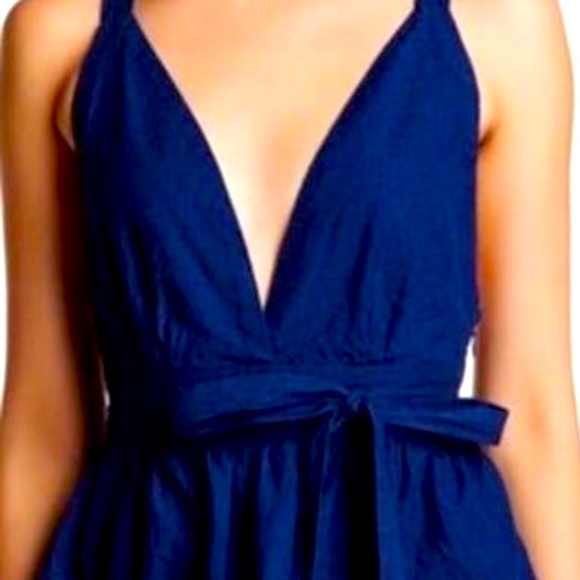 Free People Tops - Free People Women's Top Size 10 M Blue Benji Denim Peplum Tank Top Chambray Boho